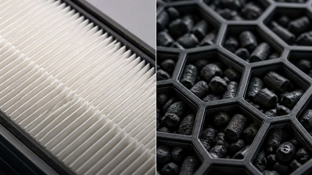 hepa removes particles carbon absorbs odors